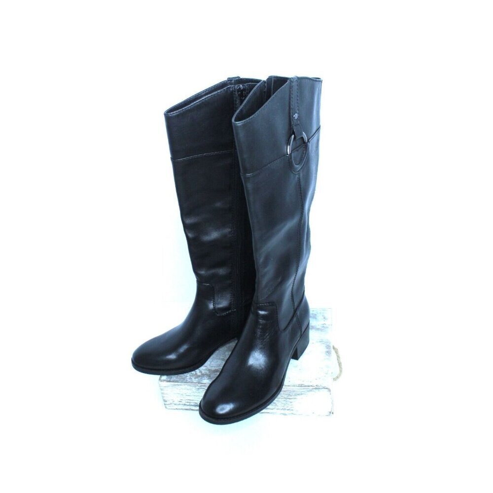 Alfani Womens Bexleyy Leather Black Tall Riding Boots Heels 7.5 Med. F43114‎ NWT